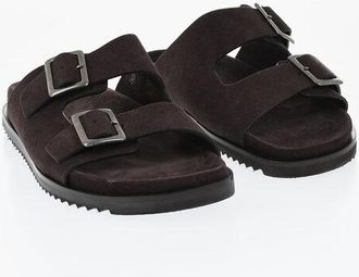 Corneliani Suede Slides with Double Buckle size 40,5