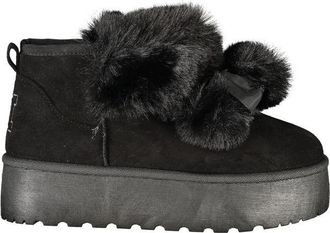 Laura Biagiotti Womens Platform Fur Pom Boots - Black - Size EU 38