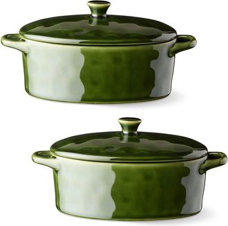 Certified International Verde Set Of 2 Oval Mini Bakers