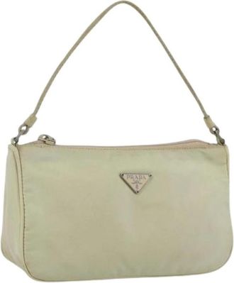 Prada Pre-owned Accessory Pouch - Dames - Vintage Schoudertas - Beige - ONE Size - Nylon - Vintage