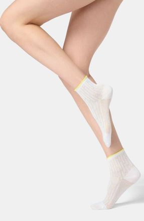 Orobl&ugrave; Ajour Cotton Blend Pointelle Ankle Socks in White at Nordstrom