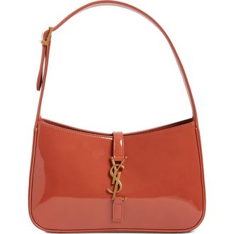 Saint Laurent Small Le 5 &agrave; 7 Patent Leather Hobo Bag in Mild Rose at Nordstrom