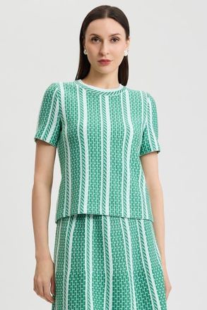 Ming Wang Roadmap Pattern Soft Knit Top in Kelly Green/eucalyptus/ivory at Nordstrom, Size X-Large