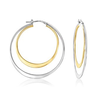 Ross-Simons Italian Sterling Silver and 18kt Gold Over Sterling Double-Hoop Earrings