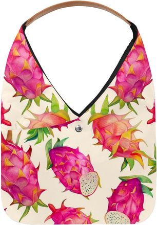 Generic dragon fruit pattern (3) Reusable Lightweight Grocery Bags - Foldable Into Compact Pouch, Washable & Sturdy, Multipurpose for Shopping and Travel