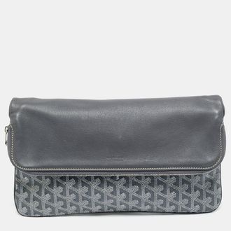 Goyard Sainte Marie Mm Grey Goyardine Coated Canvas Clutch