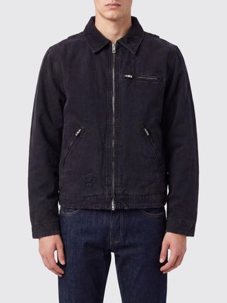 Represent Giacca-camicia in denim di cotone nero con chiusura a zip