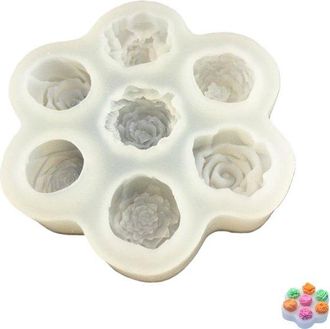 OEM 1 Molde De Silicona 3d Con Forma De Flor, 7 Cavidades, Velas Perfumadas, Jab&oacute;n, Cera Y Resina, Tama&ntilde;o: 12 &times; 12 &times; 2,2 Cm, Color: Blanco