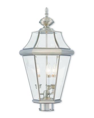Livex Lighting Livex Georgetown 3-Light BN Outdoor Post Lantern