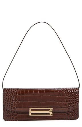 Victoria Beckham Dorian Leather East/West Clutch in Dark Brown at Nordstrom
