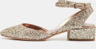 Jimmy Choo London Metallic Glitter Micky Ankle Strap Sandals