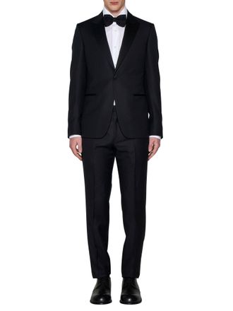 Ermenegildo Zegna Mens Single-Breasted Wool Blazer Black Suits