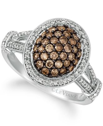 Le Vian Grand Sample Sale Ring Chocolate Diamonds, Vanilla Diamonds set in 14K Vanilla Gold Ring Size 7 34433