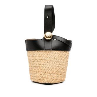 Loewe Pre-owned Loewe Mini Raffia Pebble Bucket Bag 652417