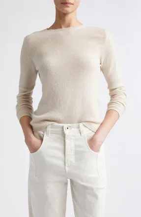 Eleventy Semisheer Cashmere Crewneck Sweater in Sand at Nordstrom, Size X-Small