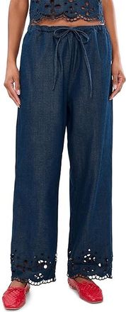 Madewell Denim Embroidered-Hem Pull-On Pants Womens Jeans Marfield Wash : LG (Womens 10-12) 28, Cotton