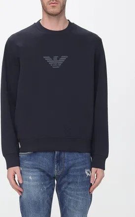 Emporio Armani Crewneck Cotton Jumper with Contrast Monogram Logo
