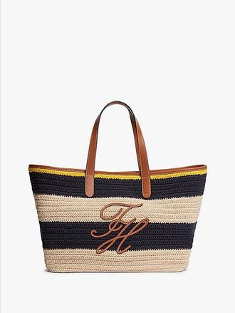Tommy Hilfiger Woven Stripe Logo Appliqu&eacute; Tote Bag