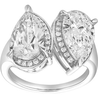LuvMyJewelry Araminta 14K Gold Toi et Moi Pear Lab Grown Diamond Ring - 5.3 Cts in 14K White Gold at Nordstrom, Size 7