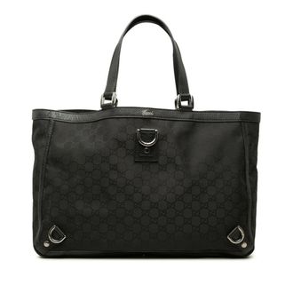 Gucci Gg Canvas Black Gg Canvas Leather Tote Bag (Pre-Owned)