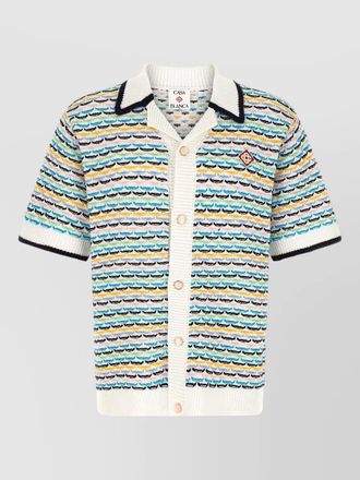Casablanca cotton tuck stitch short-sleeve polo shirt