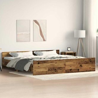 vidaXL Estructura De Cama Con Cabecera Madera Vieja 200 X 200 Cm Vidaxl