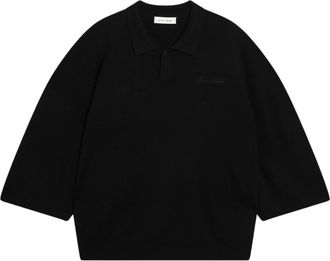 Fear of God Signature 3/4 Mouw Gebreide Polo uit de jaren 90 - Heren - Tops - Zwart - Maat: XL Wol