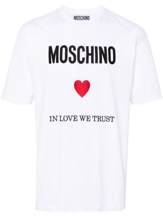 Moschino T-shirt met geborduurd logo - Wit