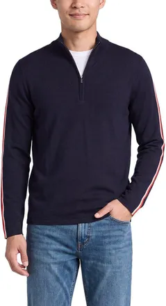 N.Peal N. PEAL Stripe 1/2-Zip Cashmere-Blend Mock Neck Sweater
