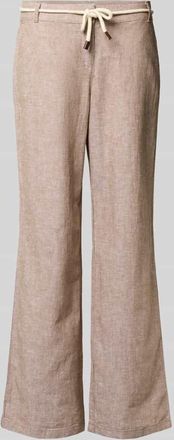 Christian Berg Hose aus Leinen-Baumwoll-Mix mit Bindeg&uuml;rtel in Sand Melange, Gr&ouml;&szlig;e 34