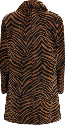 P.A.R.O.S.H. Womens Leopard Print Coat Fantasia Marrone Lamb Ovis Aries