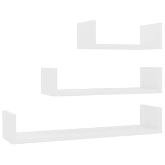 vidaXL Vidaxl - Estante De Pared 3 Piezas Madera Contrachapada Blanco