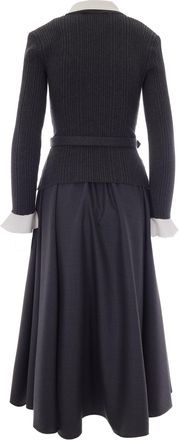 Self Portrait Womens Dress Ribbed Knit Grey Main: Polyamide Evening Suits