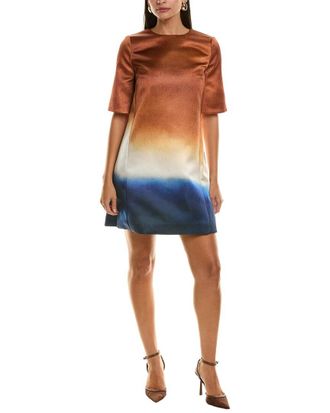 Oscar De La Renta Oscar De La Renta Abstract Ombre Silk-Lined Shift Dress