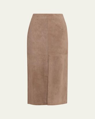 Brunello Cucinelli Suede Pencil Skirt