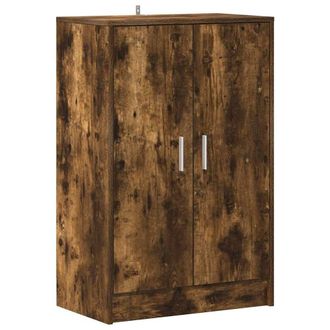 Berkfield Home Shoe Cabinet Smoked Oak 60x35x92 cm Engineered Wood in Brown | Size: 60 x 35 x 92 cm