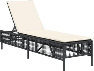 vidaXL Tumbona Con Coj&iacute;n Rat&aacute;n Sint&eacute;tico Negro Vidaxl