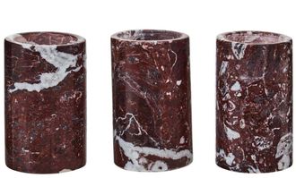 Fifty Five South 3er Set Marmor Teelichthalter Salmo Bordeaux (3 St&uuml;ck)