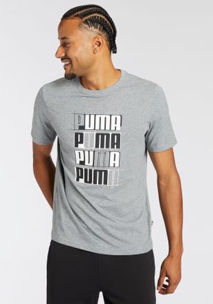 Puma T-Shirt PUMA ESS+ LOGO LAB TEE, Herren, Gr. L, grau (medium gray heather), Jersey, Obermaterial: 100% Baumwolle, unifarben, regular fit normal, Rundha