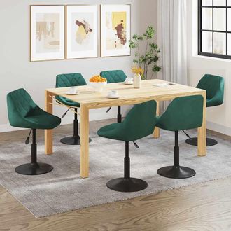 vidaXL Silla De Comedor Giratoria 6 Uds Terciopelo Verde Oscuro Vidaxl