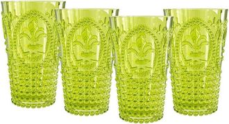 Jay Companies Set Of 4 Fleur De Lis Green Acrylic Tumblers