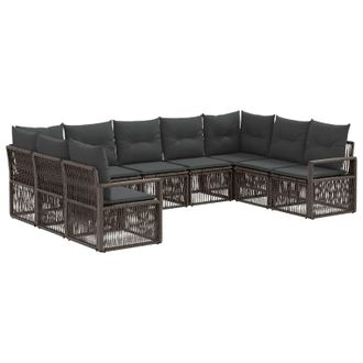 vidaXL Conjunto De Sof&aacute;s De Jard&iacute;n 9 Pcs Gris Rat&aacute;n Sint&eacute;tico Vidaxl