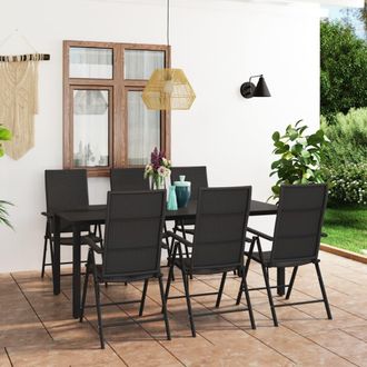 vidaXL Juego De Comedor Para Jard&iacute;n 7 Piezas Negro Vidaxl