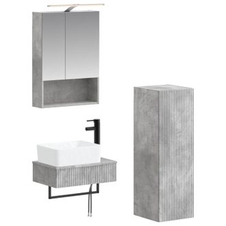 vidaXL Juego De Muebles De Ba&ntilde;o 4 Pcs Gris Hormig&oacute;n 50 X 14,5 X 70 Cm Vidaxl