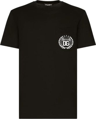 Dolce & Gabbana Zwarte T-shirts en Polos - Heren - T-shirts - Zwart - L - Katoen - Tops
