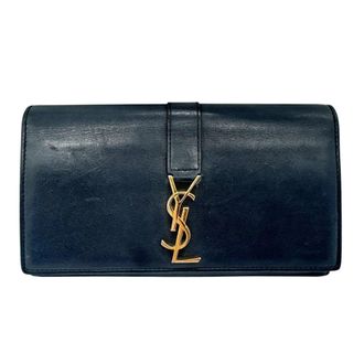 Saint Laurent Black Leather Long Wallet (Bi-Fold) (Pre-Owned)