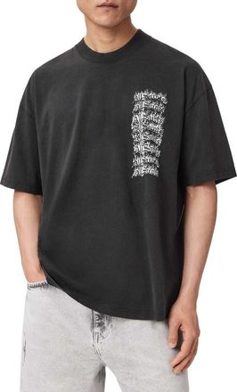 AllSaints Repeat Graphic T-shirt in Washed Black at Nordstrom, Size Xx-Large