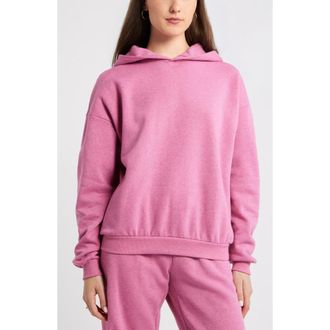 BP. Relaxed Fleece Hoodie in Pink Azalea Heather at Nordstrom, Size Xx-Small