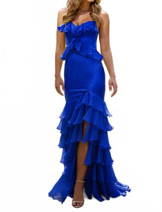 Sherri Hill Slinky Stretch Gown In Royal