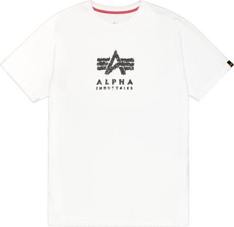 Alpha Industries T-Shirt ALPHA INDUSTRIES Grunge Logo T-Shirt, Herren, Gr. L, weiss (wei&szlig;), Obermaterial: 100% Baumwolle, Shirts T-Shirt